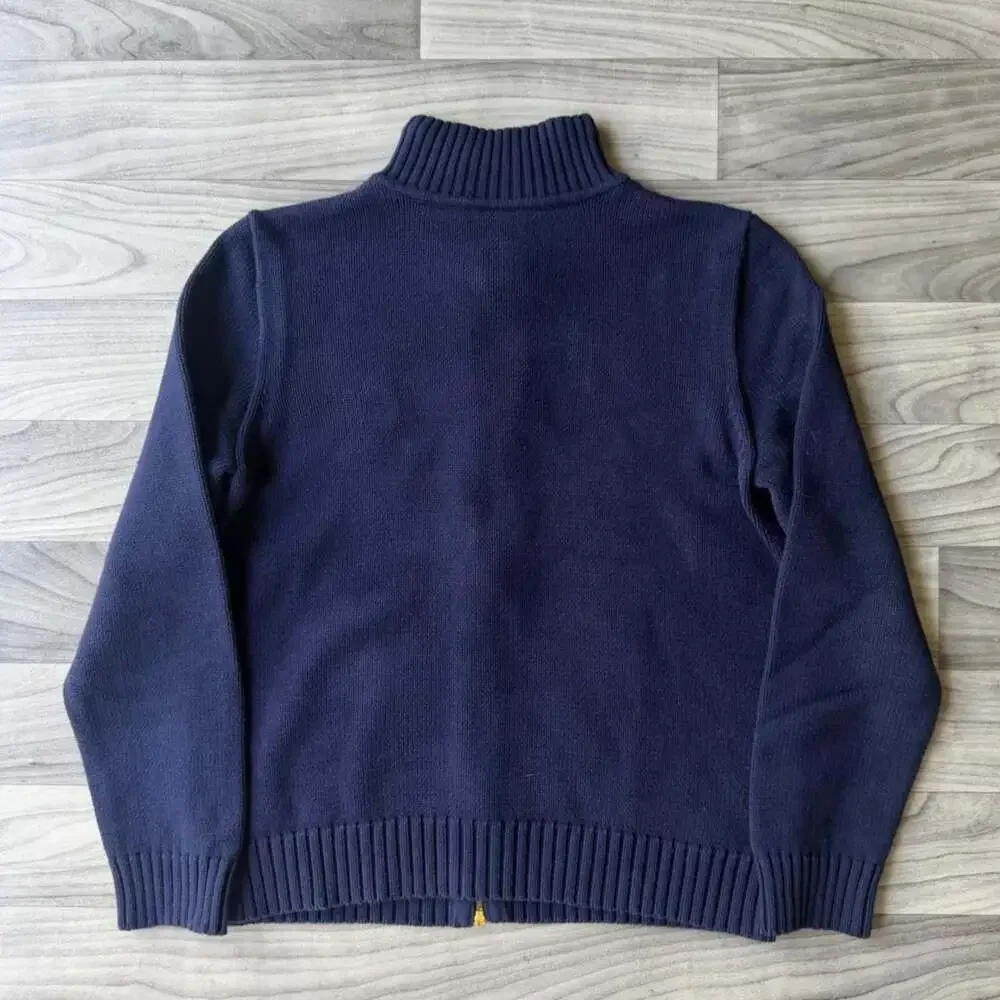 Lauren Ralph Lauren Navy Crest Full Zip Knit Sweater